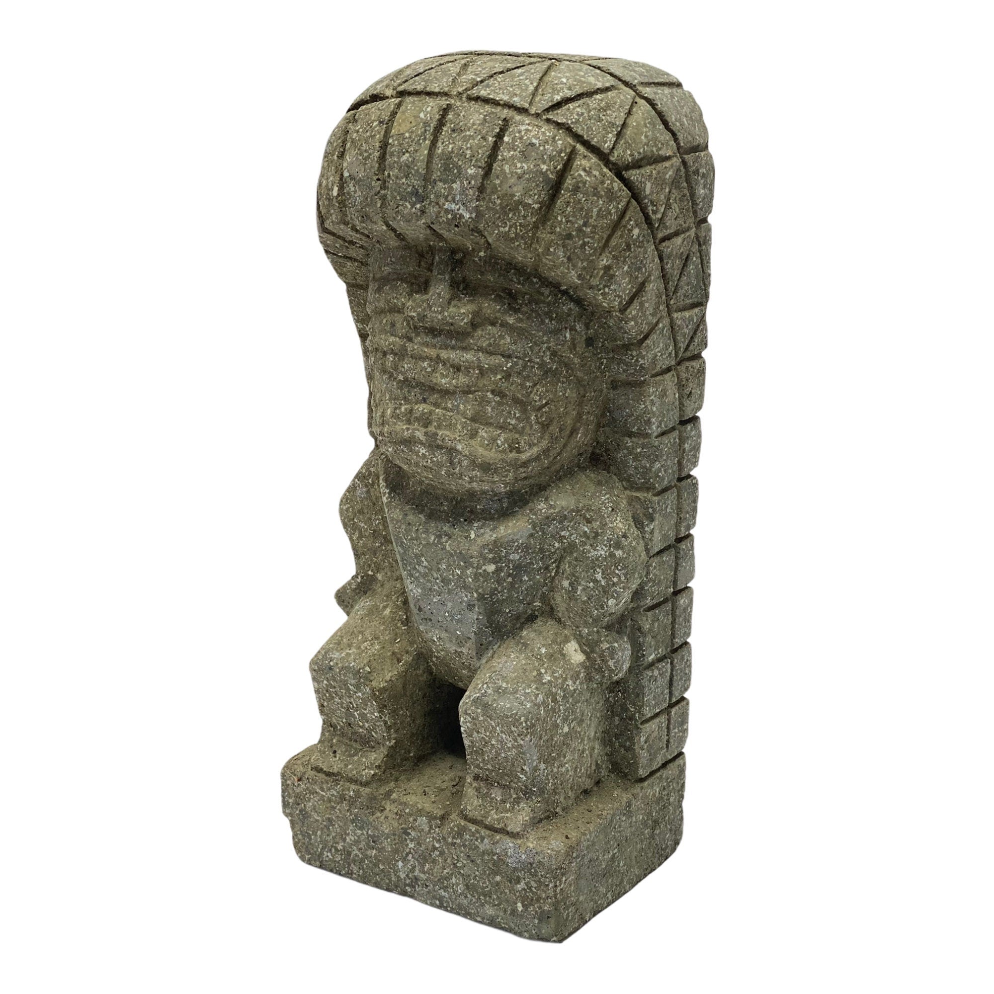 Figurine Tiki « Ku » - Décoration d'intérieur de jardin - Statue du Dieu de la Guerre d'Hawaï - Calcaire - 30 x 12,5 x 9 cm
