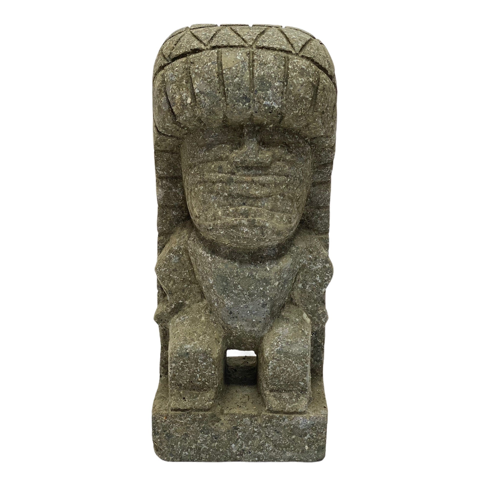 Figurine Tiki « Ku » - Décoration d'intérieur de jardin - Statue du Dieu de la Guerre d'Hawaï - Calcaire - 30 x 12,5 x 9 cm