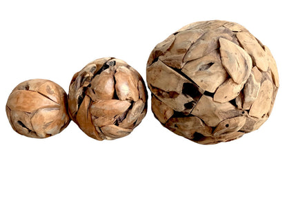 Wurzelholz Kugel - Garten Innen und Außen Deko - Recycelt und Handgefertigt – Teakholz - 30, 40 und 60 cm